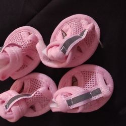 NEW Acl dog shoes size 2 pink mesh foot protector reflective pet (set of 4)