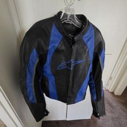 alpinestars motorcycle leather jacket sz44