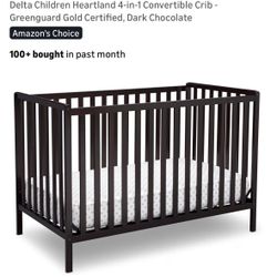 Delta Children Heartland 4-in-1 Convertible Crib - Greenguard Gold Certified Dark Chocolate