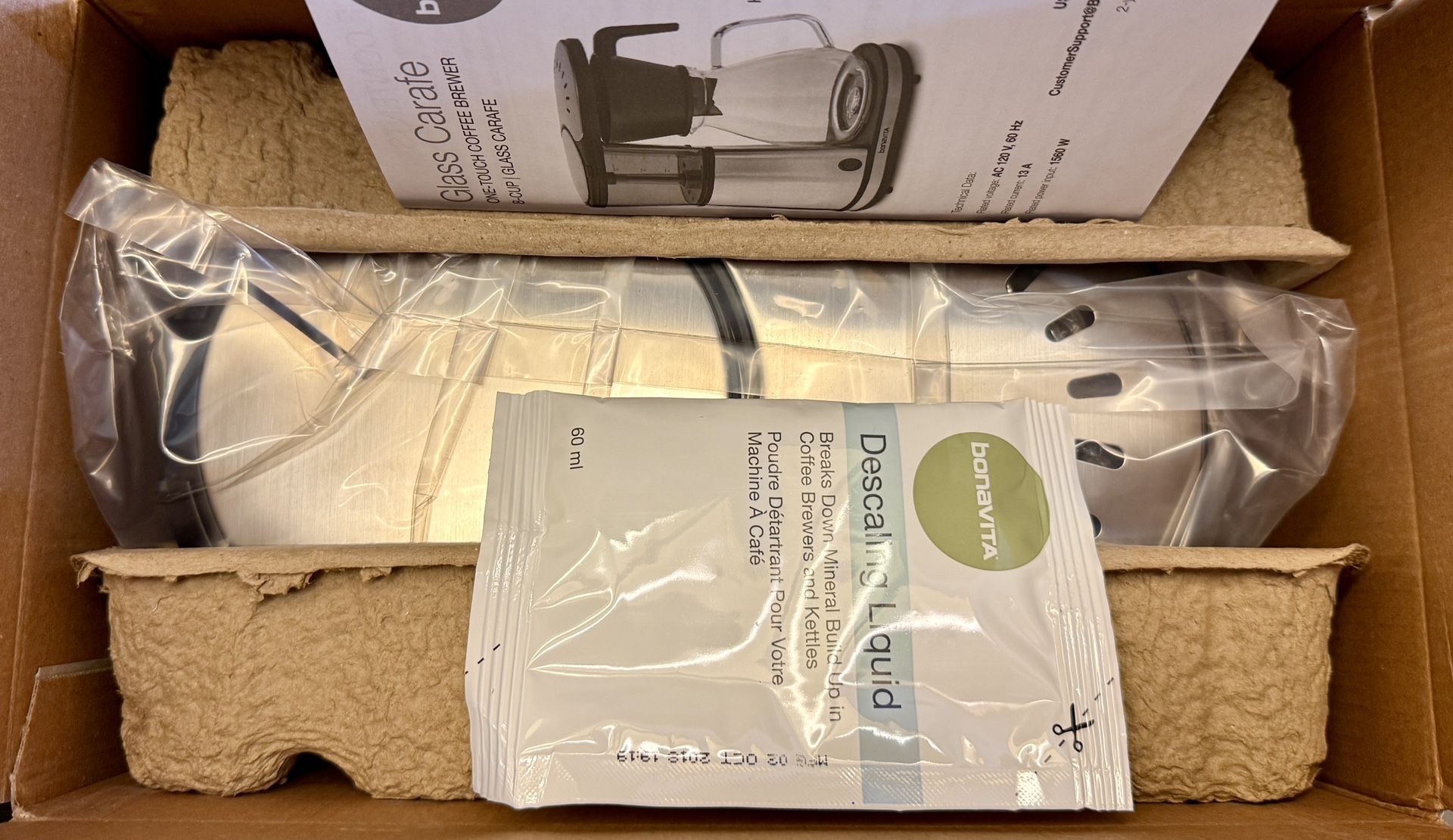 BRAND NEW*Bonavita Cup One Touch Coffee Maker Glass Carafe BV1901GW