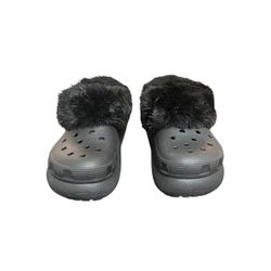 Crocs Cozy Black Slipper Fur-Lined Clogs For Women US 8W