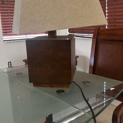 Modern Wooden Table Lamp – Solid Wood Base – Excellent Condition