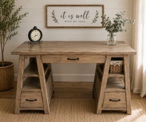 Gorgeous Solid Rustic Wood Farmhouse Home Office Desk