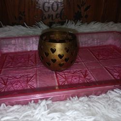 Vintage Brass Heart Candle Holder For Sale.