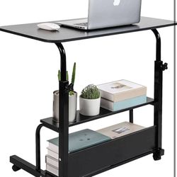 Adjustable Height Mobile Computer Desk for Small Space Rolling Writing with Wheels Corner Home Office Study Portable Bedrooms Work Desk Standing Desk 