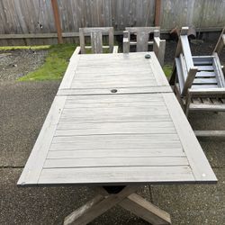 Pottery Barn Indio Wood Dining Chairs Bench & Table Outdoor Patio Furniture