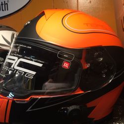 New Matte Orange And Black Dot Bluetooth Motorcycle Helmet $200