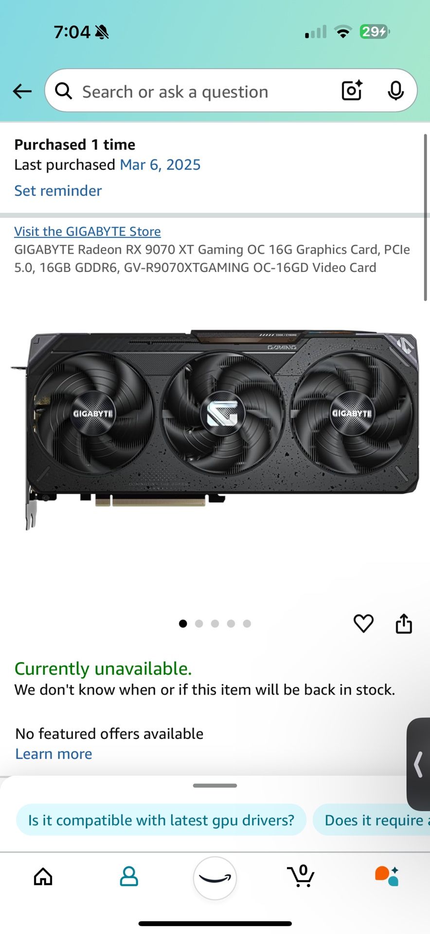 GIGABYTE Radeon RX 9070 XT Gaming OC 16G Graphics Card, PCIe 5.0, 16GB GDDR6, GV-R9070XTGAMING OC-16GD Video Card