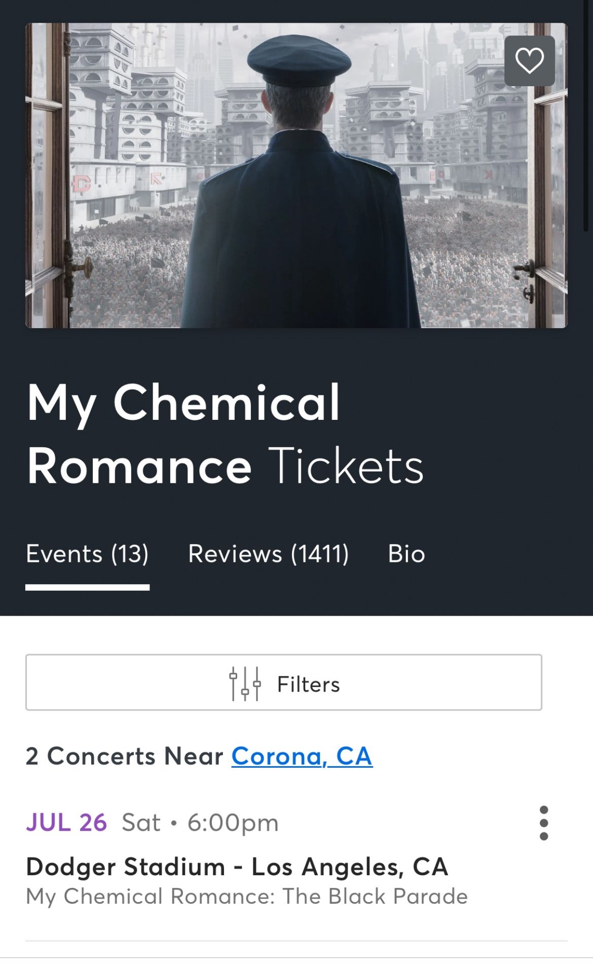 My Chemical Romance tickets 7/26 Dodgers Stadium