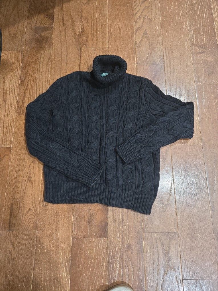 Lauren Ralph Lauren, Ribbed Turtleneck, PL, Black