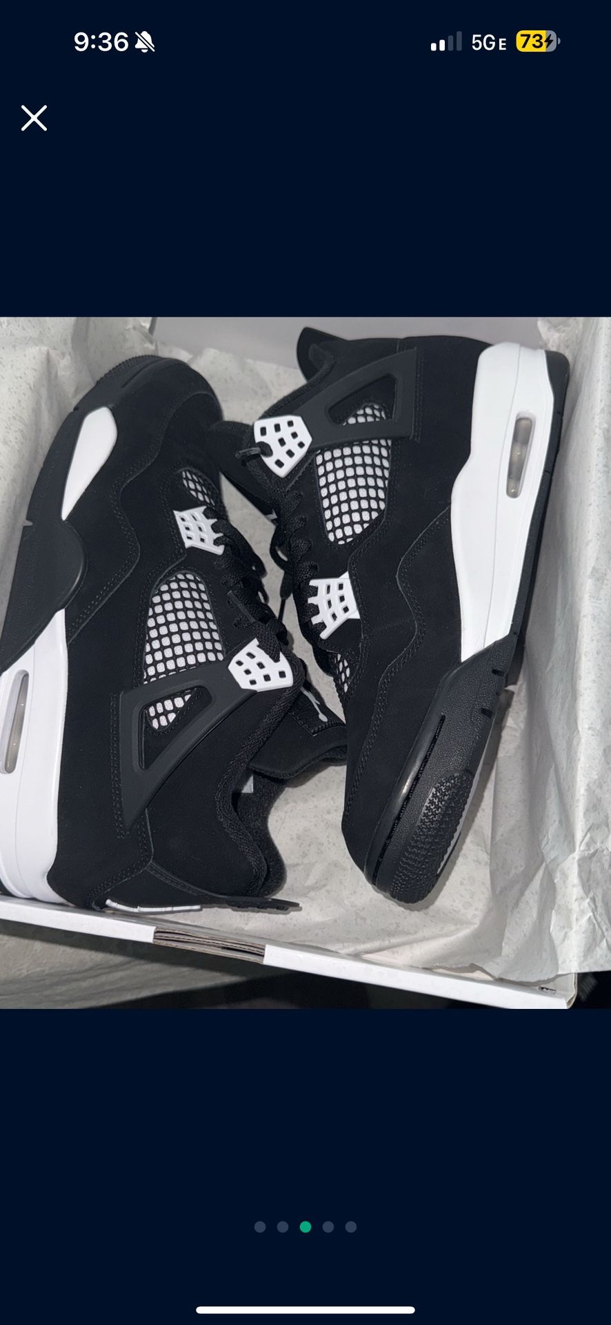 JORDAN 4 RETRO 'WHITE THUNDER' Size 9.5