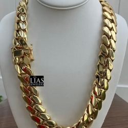 New 18k Yellow Gold Filled Cuban Link Chain 