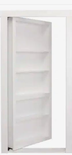 The Murphy_Door 36 in. × 80 in. Assembled Right-Hand/Universal Swing Paint-Ready White Plywood Core Flush Mount Hidden Bookcase Door