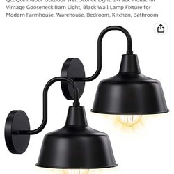 New Indoor/outdoor 2-Pack Industrial Vintage Gooseneck Barn Light, Black Wall Lamp Fixture