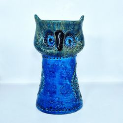 "Rimini Blue" Owl Candle Holder by Aldo Londi for Bitossi