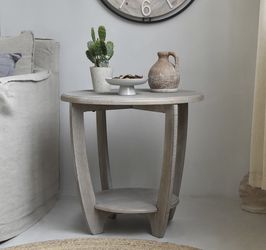 COZAYH HOME Rustic Farmhouse end table with Storage Shelf