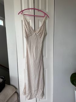 Cream Polka Dot Slip Midi Dress