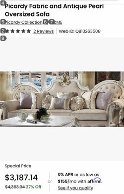 Acme Picardy Oversized Sofa – Fabric & Antique Pearl