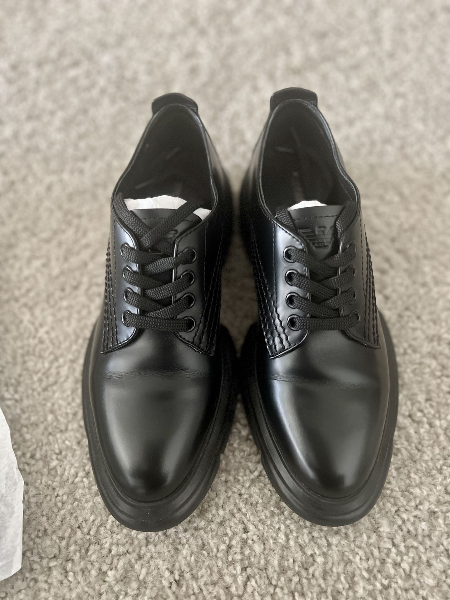 Emporio Armani Women’s Black Fringe Leather Shoe Size 6M 
