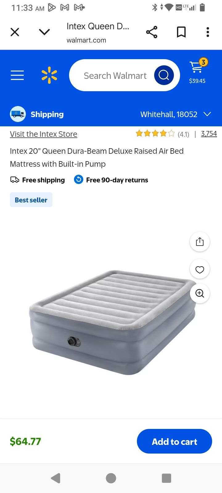 Intex Inflatable Queen Mattress