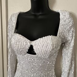Mini Sequins Long Sleeve Dress 
