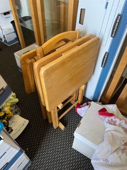 Vintage Wooden tv trays with stand