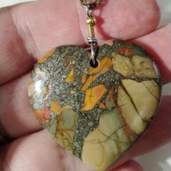 Mosaic Pyrite Jasper Heart Pendant Necklace