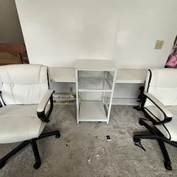 Double Computer Desk & Twin Office Chairs