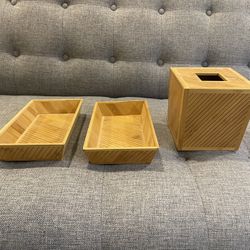 Bamboo Spa Trays And Tissue Box Cover