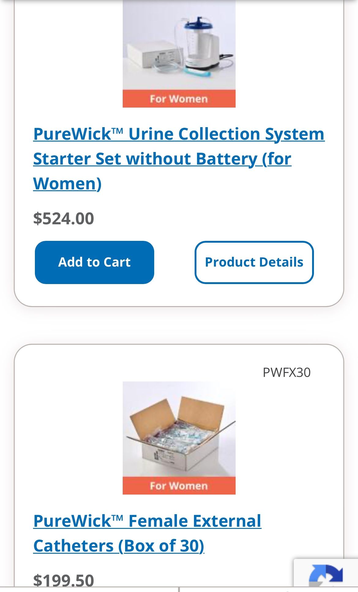 PureWick™ Urine Collection System Starter Set without Battery (for Women) & PureWick™ Female External Catheters