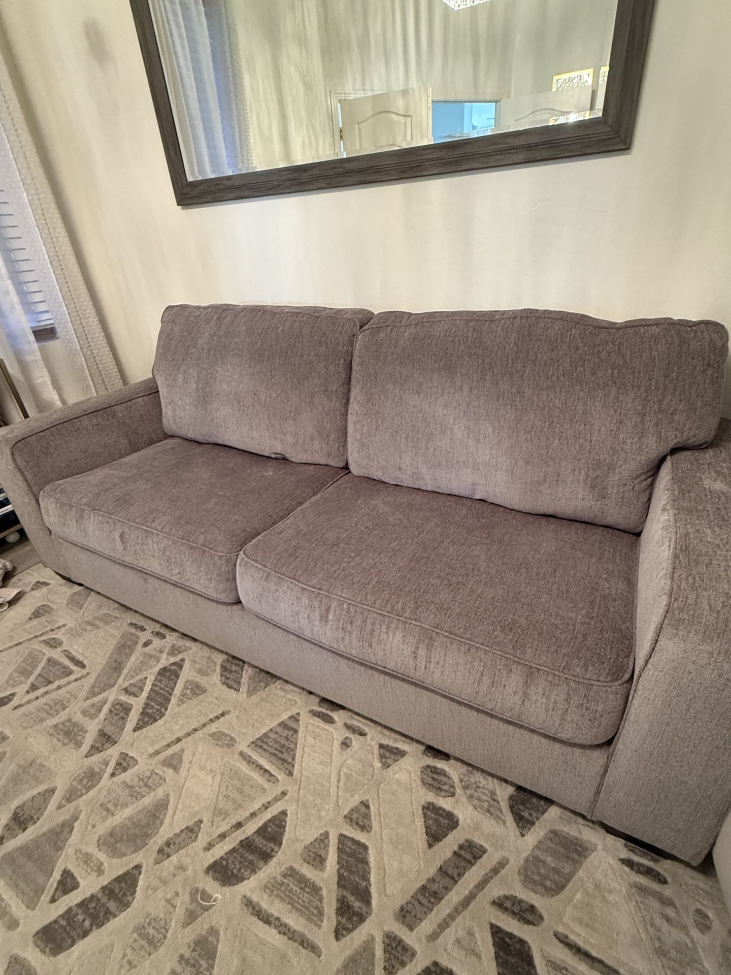 Queen SOFA SLEEPER- PERFECT CONDITION - Grey Chenille Fabric