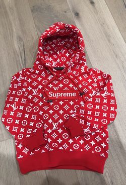 red supreme hoodie louis vuittons