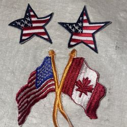 3 AMERICAN & CANADIAN SEW ON CLOTH BADGE PATCH UNITED STATES OF AMERICA & CANADA