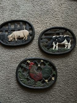 Vintage cast-iron Farm Animal Trivets