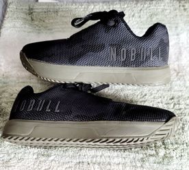 NOBULL Black Gray Low Top Mesh Athletic Sneaker Lace Up Rubber Outsole M7.5  W9