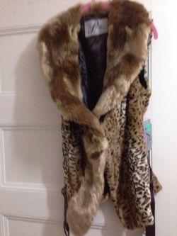 Leopard Faux Fur Vest XS New