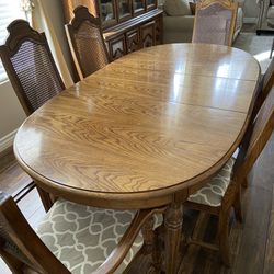 Dining Table With 6 Cane Back Chairs 