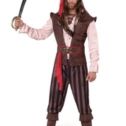 Mens Caribbean Pirate Adult Halloween Costume Large And XL