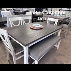 6-pc Dining Table Set Grey And White -on Sale $349 No Tax 