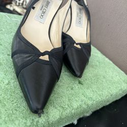 Jimmy Choo Leather High Heels classic pumps slingback shoes pointy toe 