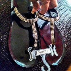 SLIP ON JELLY SANDALS WITH RHINESTONES