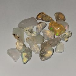 18pcs. Ethiopian Fire Opal Rough Polished Crystals Gemstones 