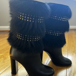Burberry Black Leather Boot Heels 