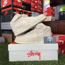 Air Force 1 Mid Stussy Fossil Size 10 