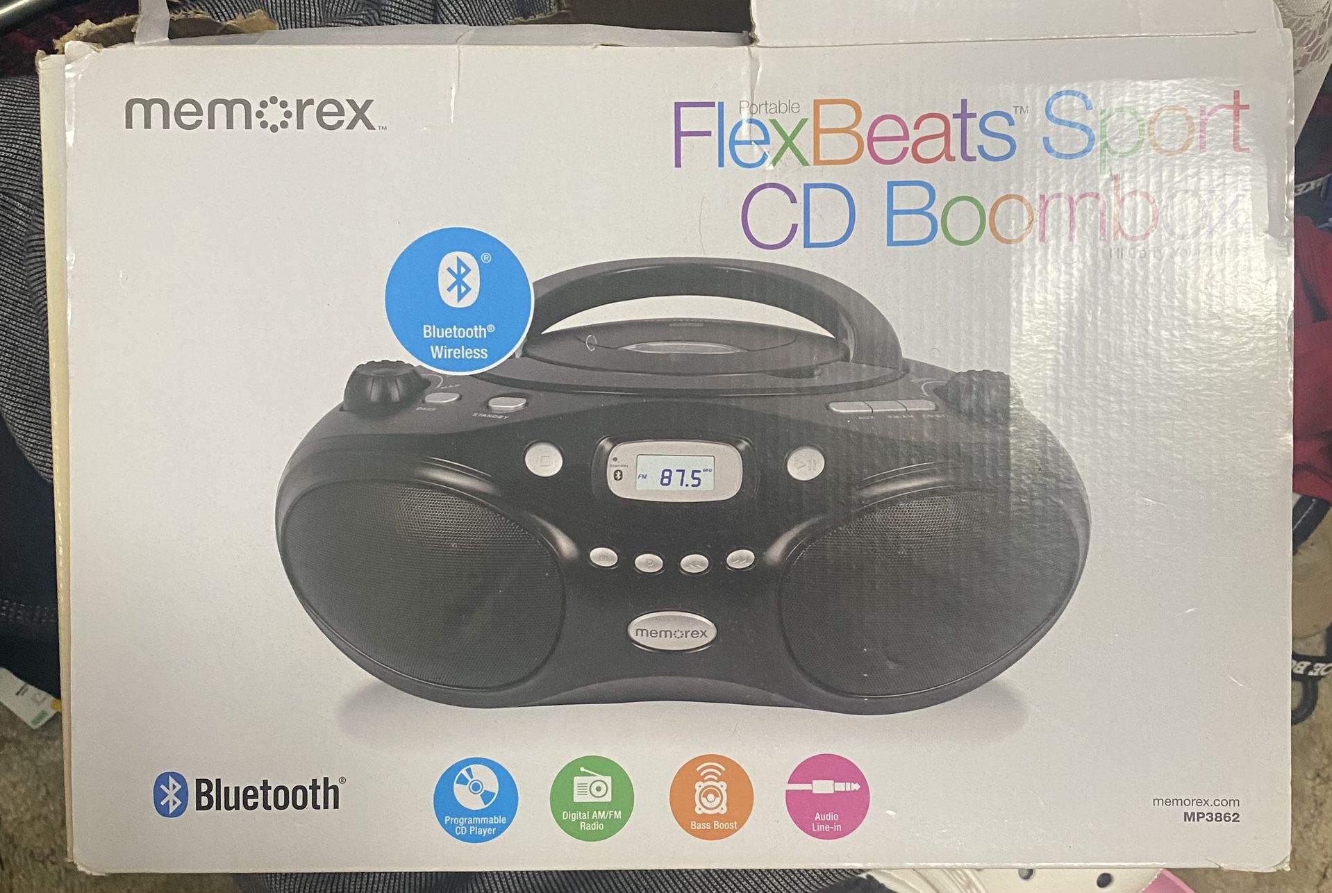 New In Box Memorex Flex Beats Bluetooth Cd Boombox