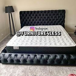 New King Bed Frame With Mattress 