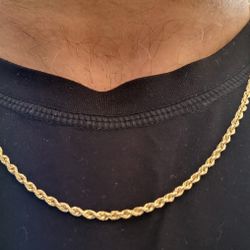 14k Solid Gold Rope Chain Necklace 