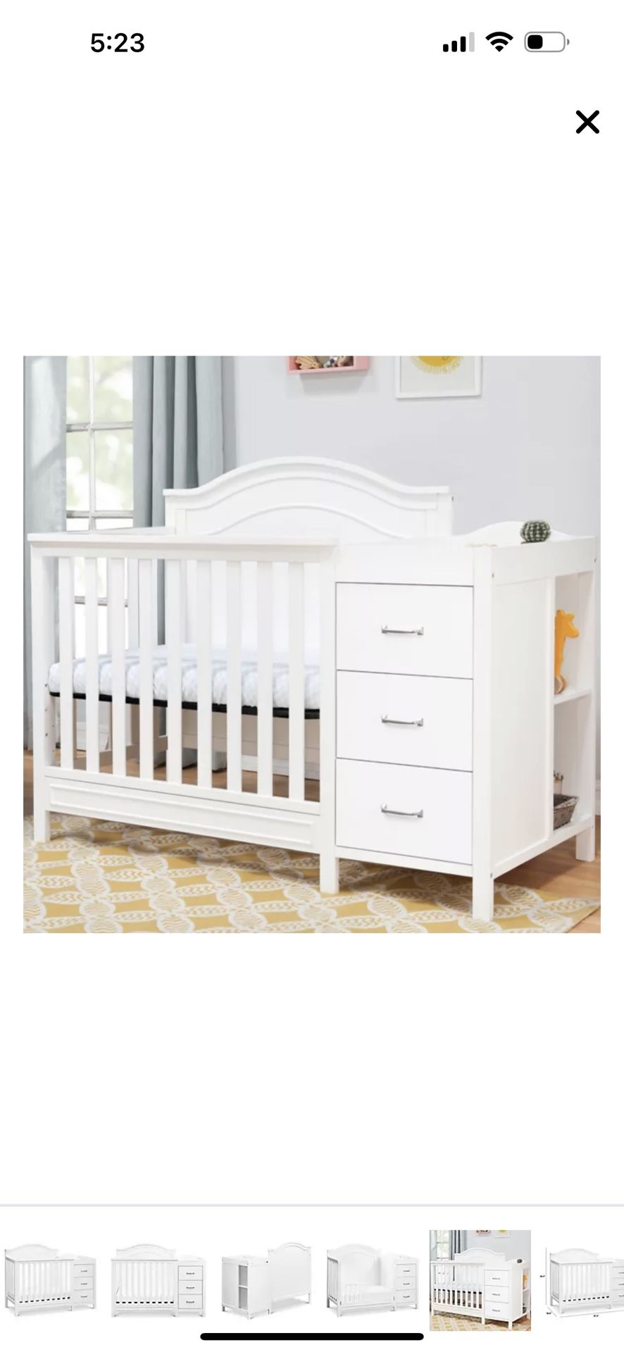 DaVinci Charlie 4-in-1 Convertible Mini Crib & Changer in White