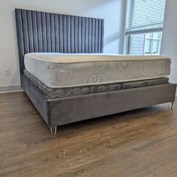 Styles Channel Tufted Velvet Platform Bed! King size $599!! Queen size $550!