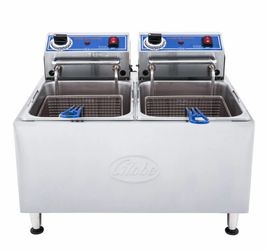 Chefmate by Globe PF32E Double Tank Electric Countertop Deep Fryer